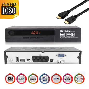 MK Digital S2 HD 1080p FULL HD Sat Receiver  Scart, HDMI, EPG USB Mediaplayer Astra-Hotbird-T&uuml;rksat vorprogrammiert