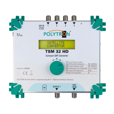Polytron TSM 32 HD SAT-Konverter, 4 Eing&auml;nge umgesetzt in bis zu 32 Transponder