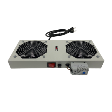 MK Digital L&uuml;ftereinheit 19" 1HE - Rack-L&uuml;fter, 2x L&uuml;fter mit Thermostat - Grau